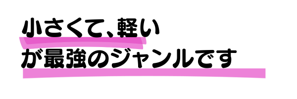 小さくて軽いが最強のジャンルです。